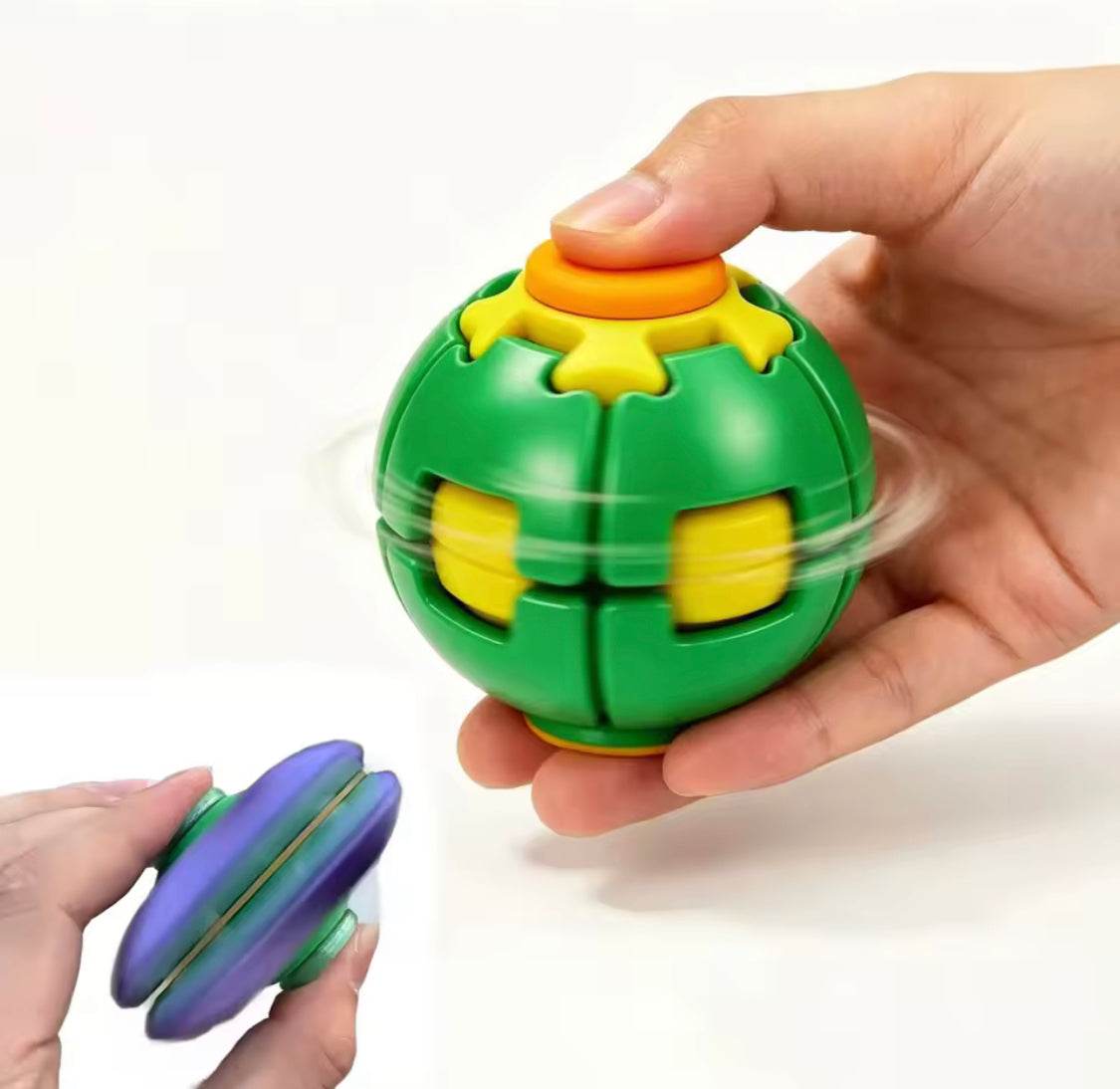 Fidget Magic Ball Spinner Cube Toy with Light – 3D Stress Relief Rotating Gyro Puzzle