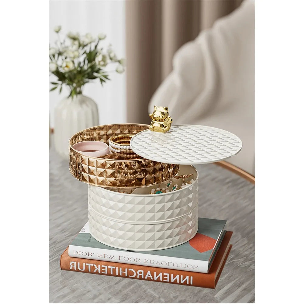 4 Layers Home Bedroom Hairpin Hair Accessories Organizer Rotatable Necklace Earrings Jewelry Storage Tray
