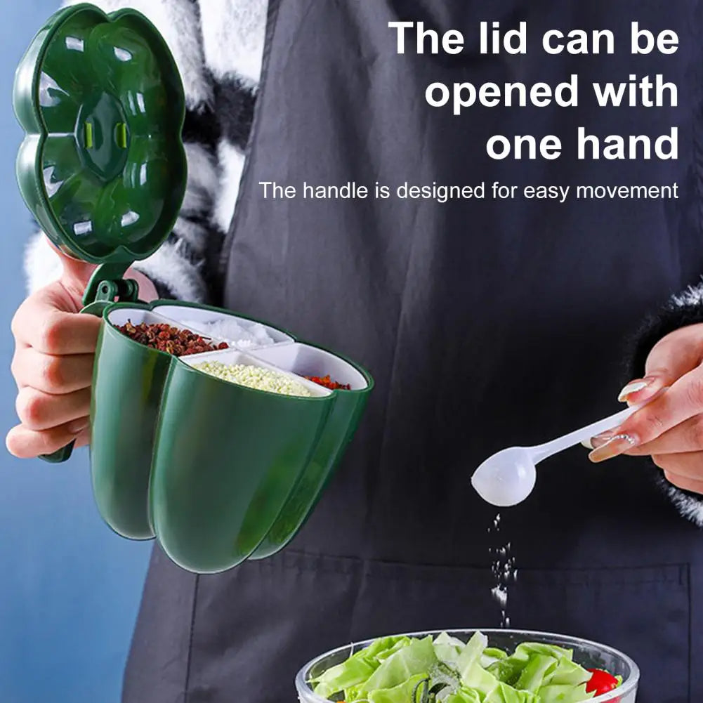 4 In1 Seasoning Storage With Spoon For Pepper Spice Plastic Jar Creative Chili Shape