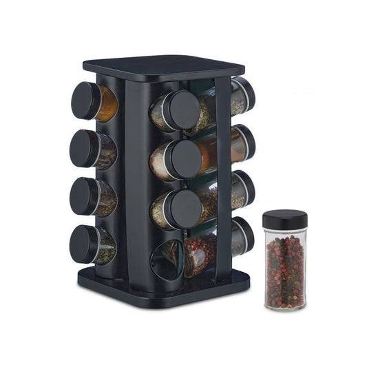 Modern Matte Black Revolving Spice Organizer (16 Pc.)
