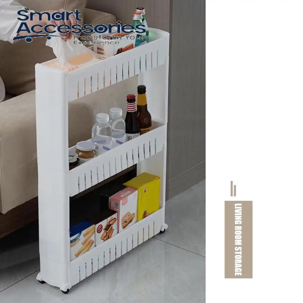 Three Layer Storage Rack 3 Layer Storage Organizer Slim Rack Shelf with Wheels – Smart ...