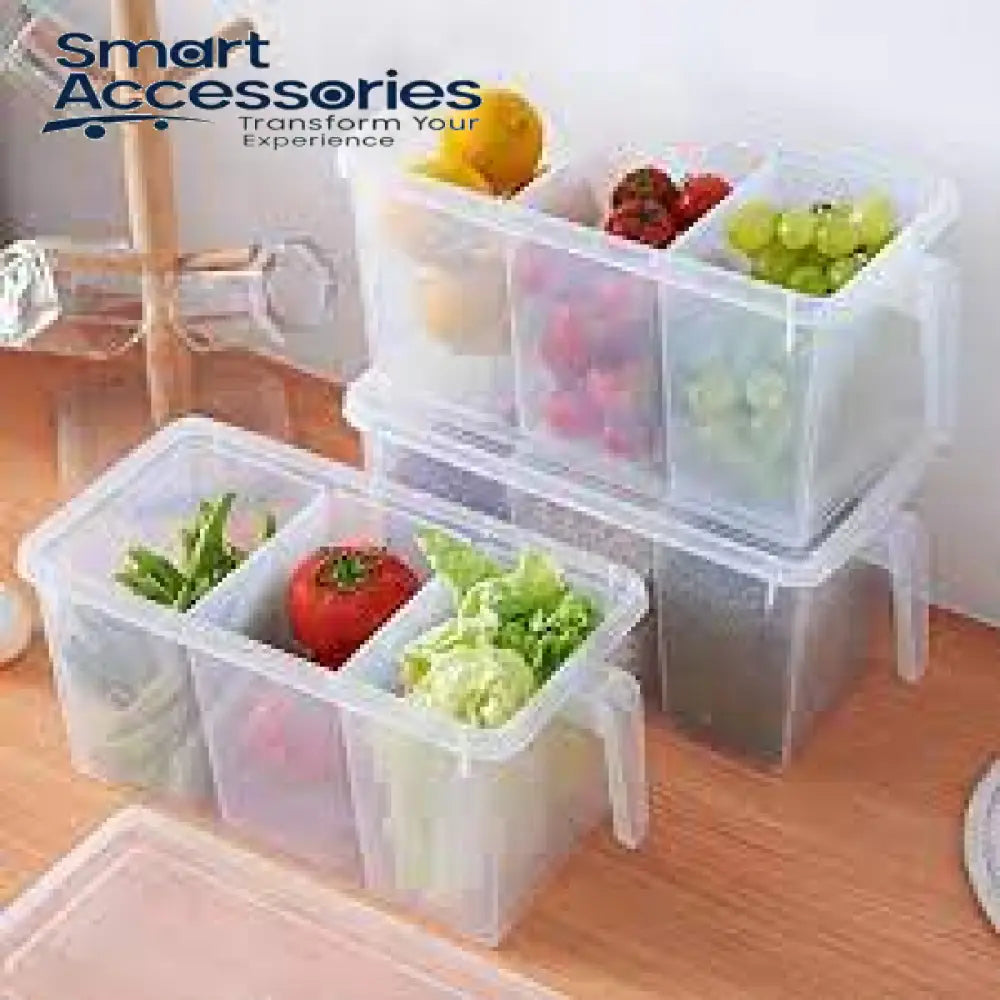 3 Partitions High Quality Kitchen Plastic Fridge Storage Lid With Handle