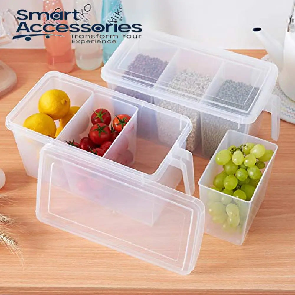 3 Partitions High Quality Kitchen Plastic Fridge Storage Lid With Handle