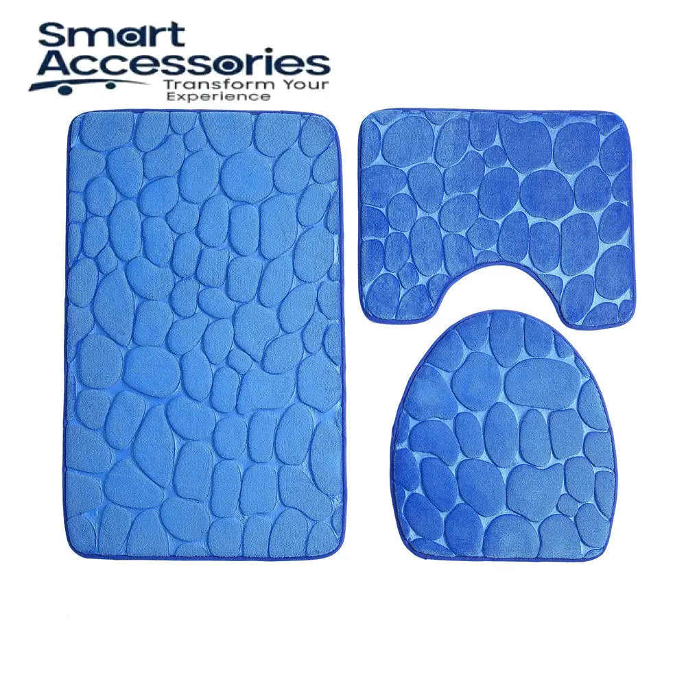 3 Pcs Set Toilet Seat Cover Bath Mat Shower Room Floor Rug Home Bathroom Anti-Slip Absorbent