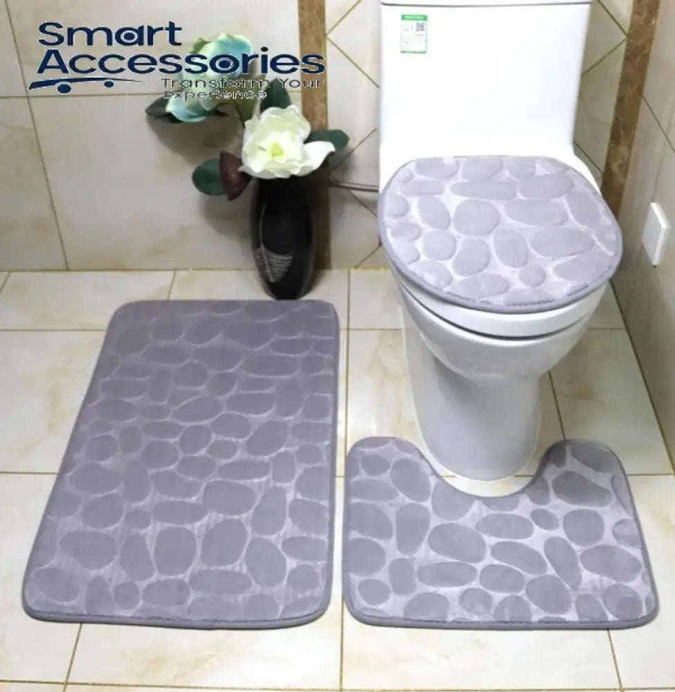 3 Pcs Set Toilet Seat Cover Bath Mat Shower Room Floor Rug Home Bathroom Anti-Slip Absorbent