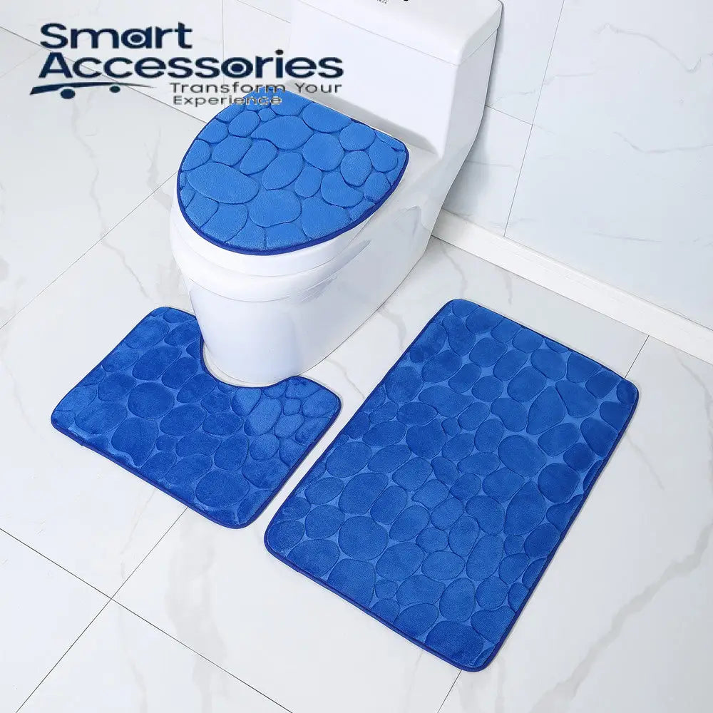 3 Pcs Set Toilet Seat Cover Bath Mat Shower Room Floor Rug Home Bathroom Anti-Slip Absorbent