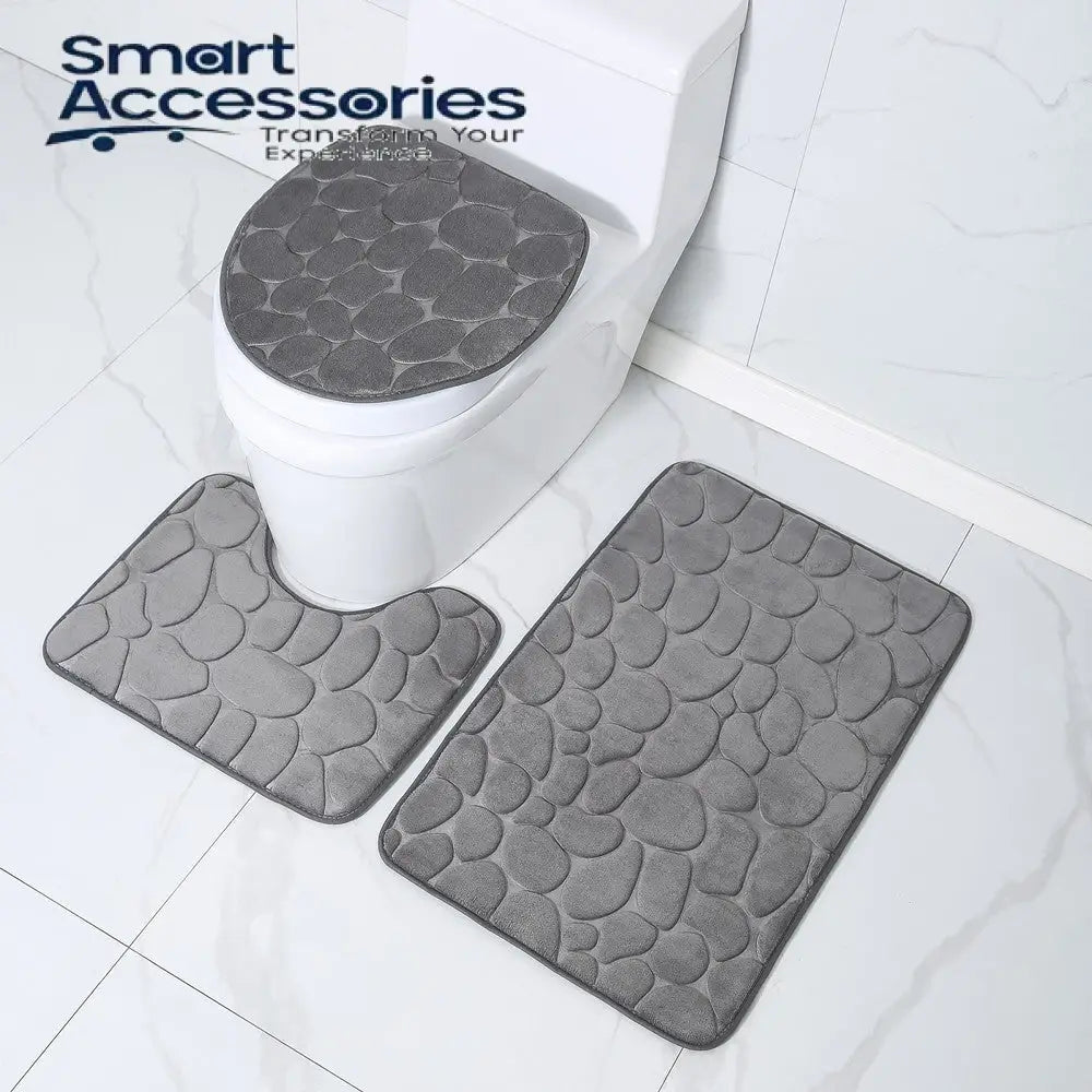 3 Pcs Set Toilet Seat Cover Bath Mat Shower Room Floor Rug Home Bathroom Anti-Slip Absorbent