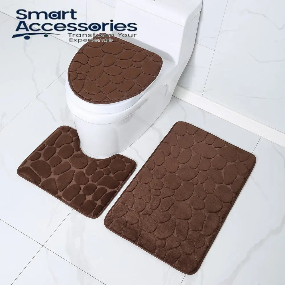 3 Pcs Set Toilet Seat Cover Bath Mat Shower Room Floor Rug Home Bathroom Anti-Slip Absorbent