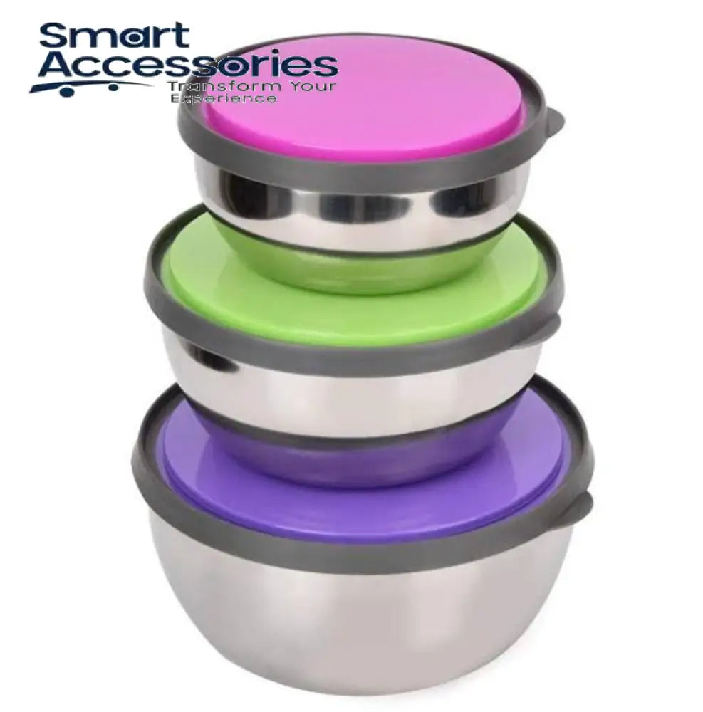 3 Pcs Stainless Steel Seal Bowl With Lid