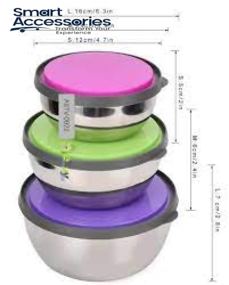 3 Pcs Stainless Steel Seal Bowl With Lid