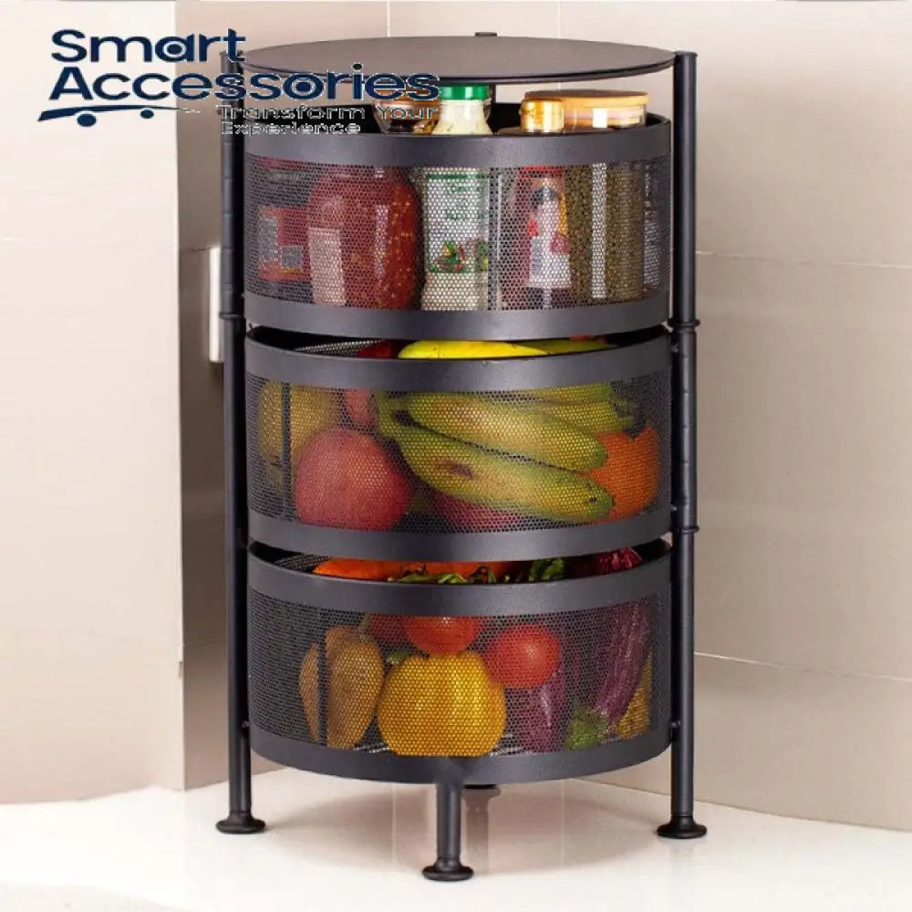 3-Tier Multifunctional Rotating Basket With Wheels