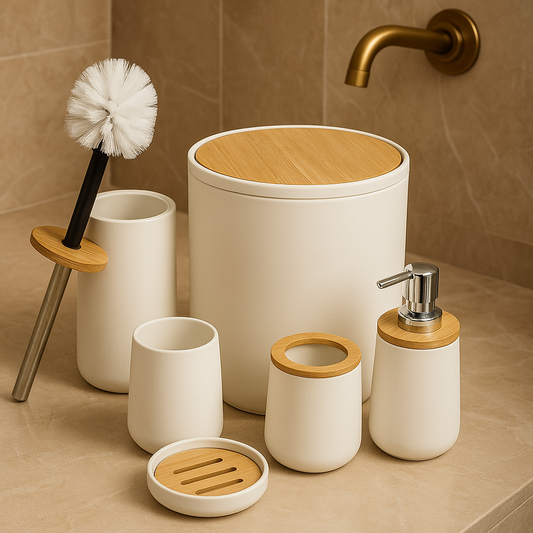 Premium White 6 Pcs Bathroom Accessories Set – Elegant Modern Design