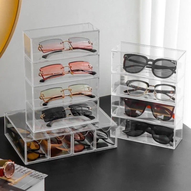 4-layer Plastic Drawer Storage Box Transparent Dustproof Sunglasses