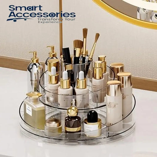 360° Rotating Makeup Cosmetics Organiser Round Turntable Perfume Display Stand