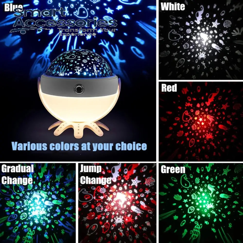 360 Rotating Octopus Galaxy Lamp Music Party Light With Rc Star Projector