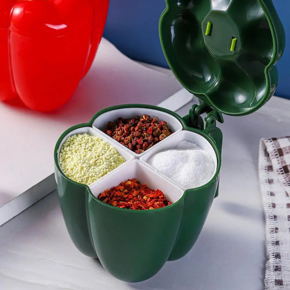 4 In1 Seasoning Storage With Spoon For Pepper Spice Plastic Jar Creative Chili Shape