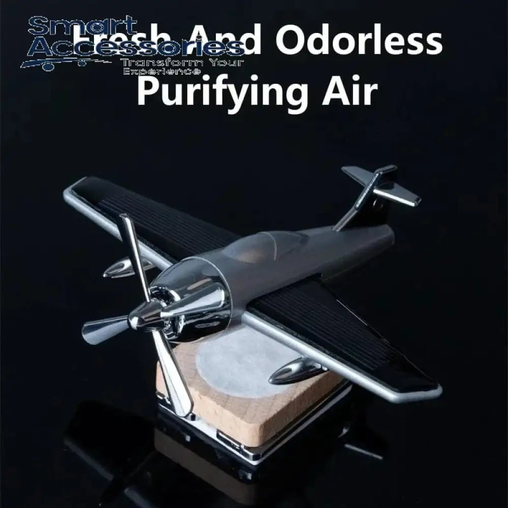 3D Airplane Aircraft Shaped Solar Powered Rotating Fan Car Air Freshener Dashboard Accessory