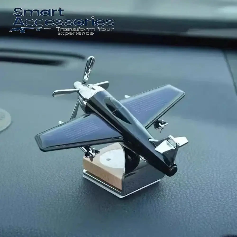 3D Airplane Aircraft Shaped Solar Powered Rotating Fan Car Air Freshener Dashboard Accessory