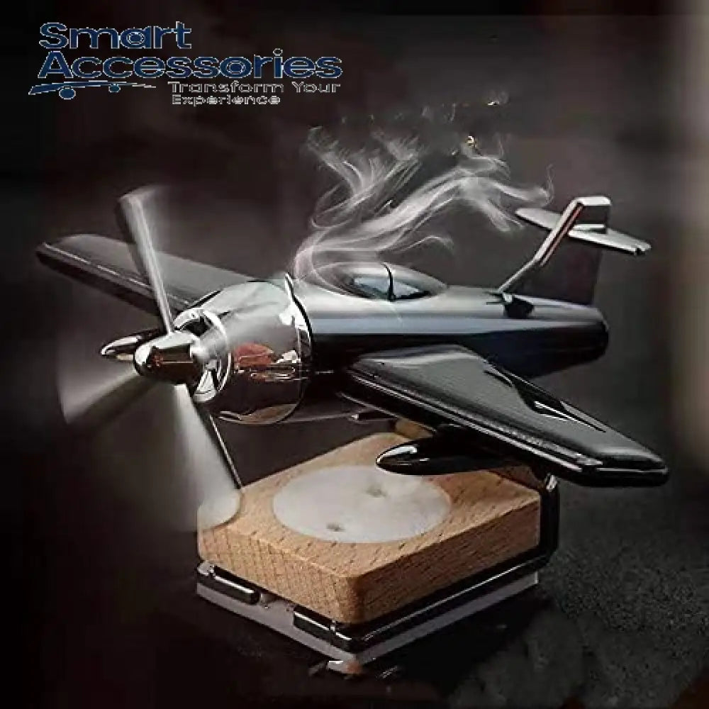 3D Airplane Aircraft Shaped Solar Powered Rotating Fan Car Air Freshener Dashboard Accessory