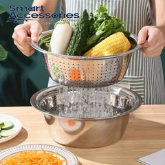 3Pcs Stainless Steel Kitchen Set Colander Slicer Grater