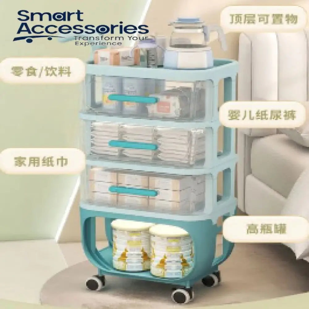 4 Layer Cart Bedside Mobile Snack Storage Rack