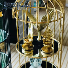 4 Layer Nordic Brass Cage Rack With Mirror Shelves