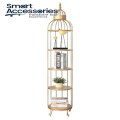 4 Layer Nordic Brass Cage Rack With Mirror Shelves