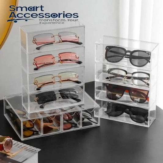 4-Layer Plastic Drawer Storage Box Transparent Dustproof Sunglasses