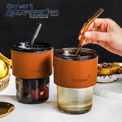 400Ml Creative Amber Straw Glass Large-Capacity Coffee Cup