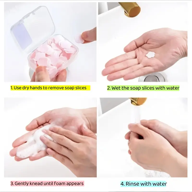 Mini Scented Portable Paper Soap Petals – 100pcs Box for Travel & Hygiene