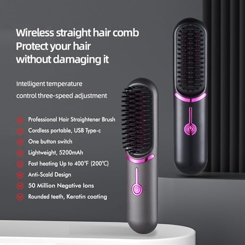 Mini Cordless Hair Straightener Brush