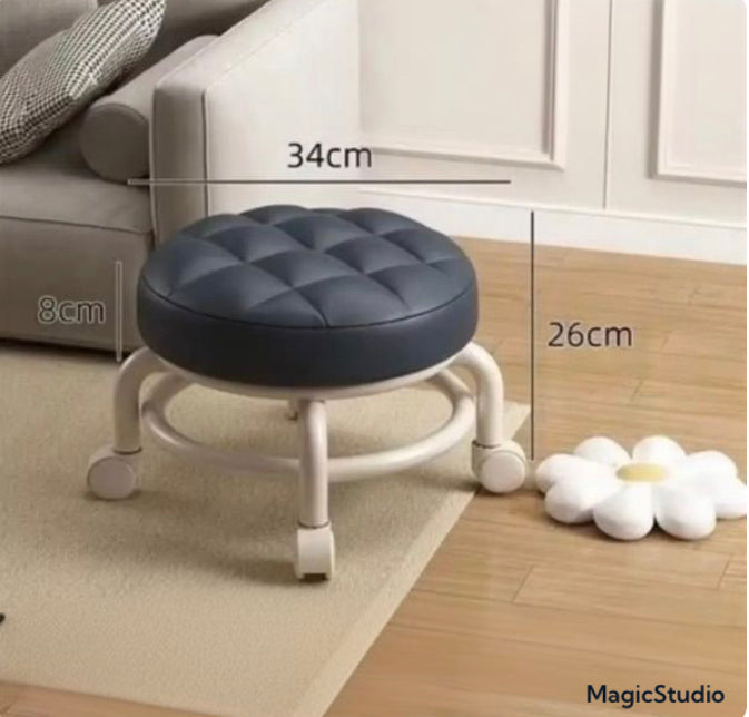 Multifunctional Rolling Round Seat Stool, Universal Mini Stool For Kids, Household Small Sofa Stool