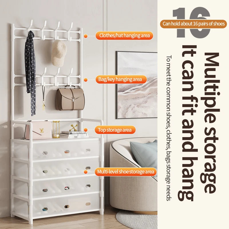 Smart Entryway Organizer – Coat Rack with Shoe Storage Cabinet