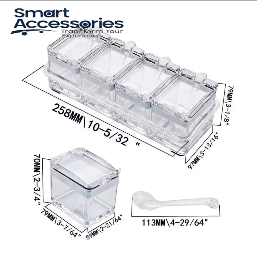 4Pcs Crystal Spice Box