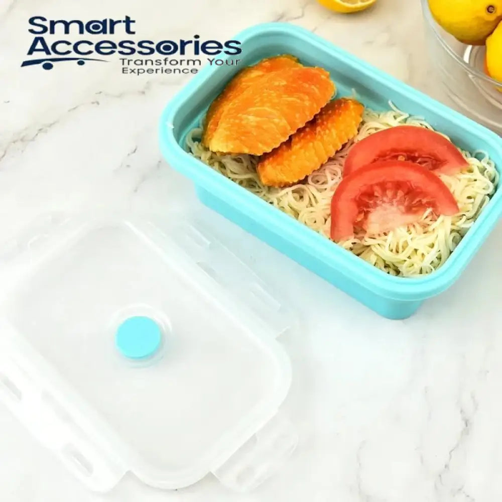 4Pcs Set Square Folding Silicone Lunch Box Portable Food