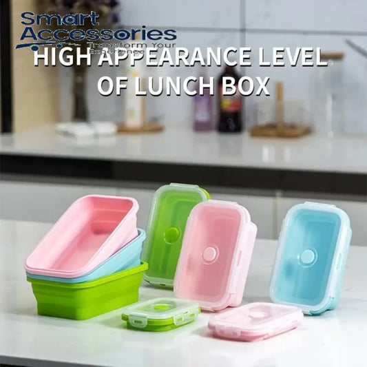 4Pcs Set Square Folding Silicone Lunch Box Portable Food