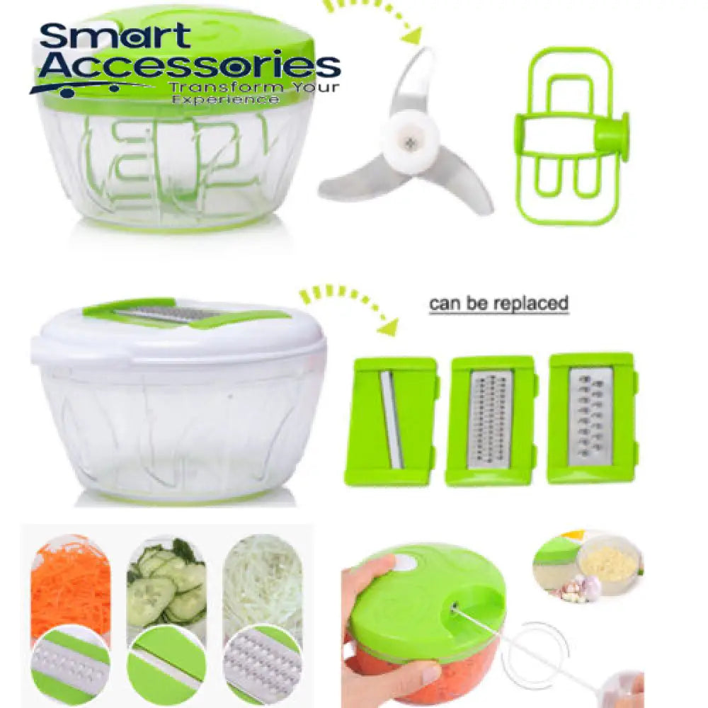 5 In 1 Easy Spin Cutter Multi-Functional Manual Food Chopper