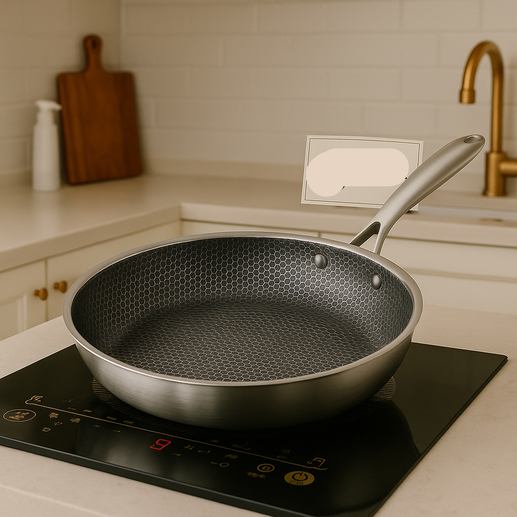 Stainless Steel Wok Pan – Non-Stick Honeycomb Design with Handle