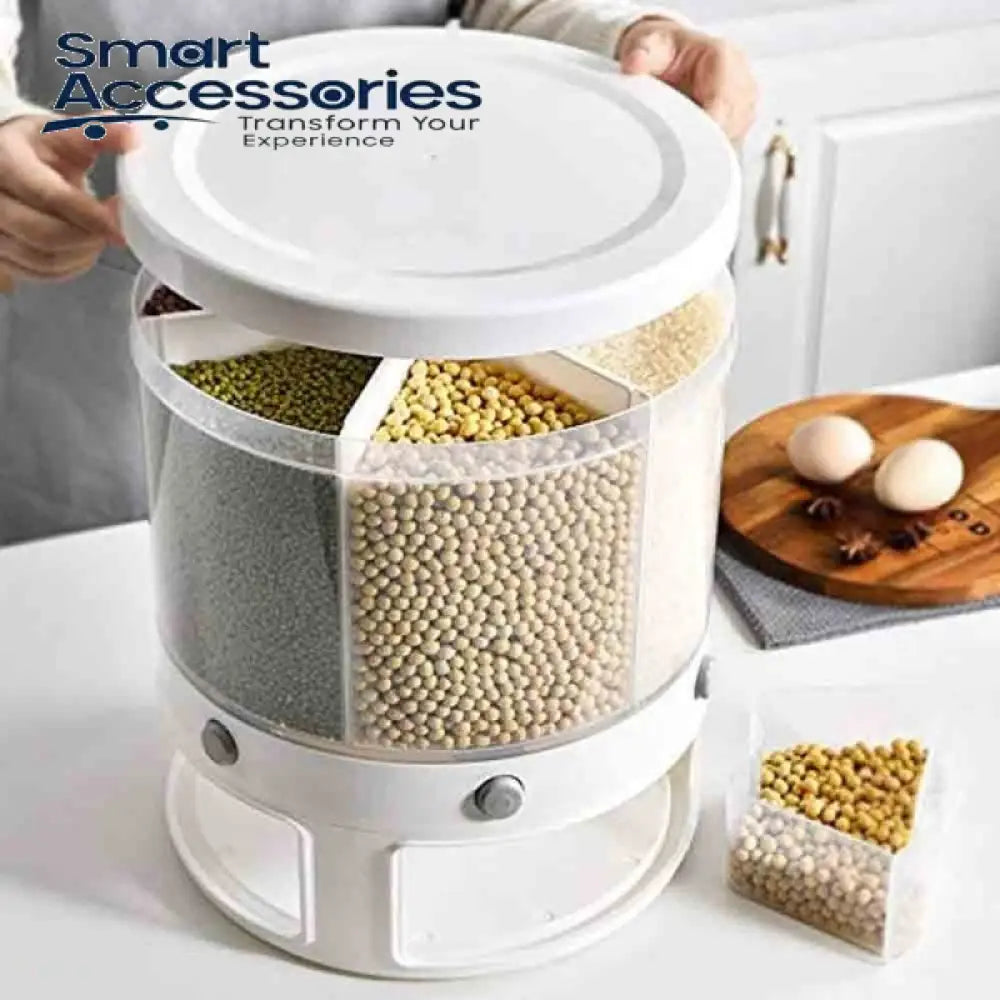 6 Grid Large Food Cereal Dispenser Revolving Base