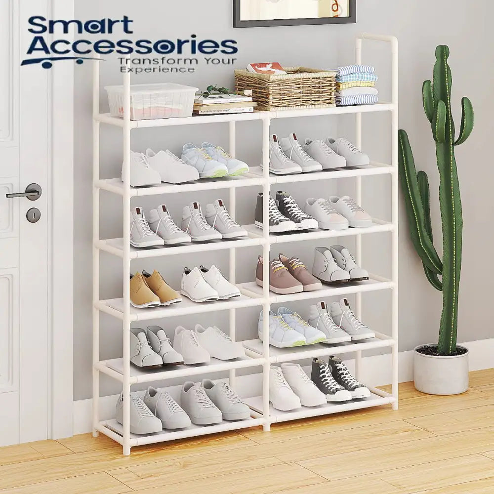 6 Layer Simple Style Iron Plastic Shoe Rack Multilayer Home Space Saving Organizer Stand