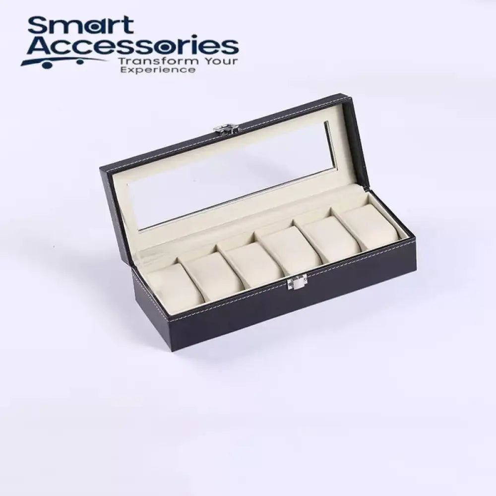6 Slot Watch Storage Box Crocodile Texture (Premium)