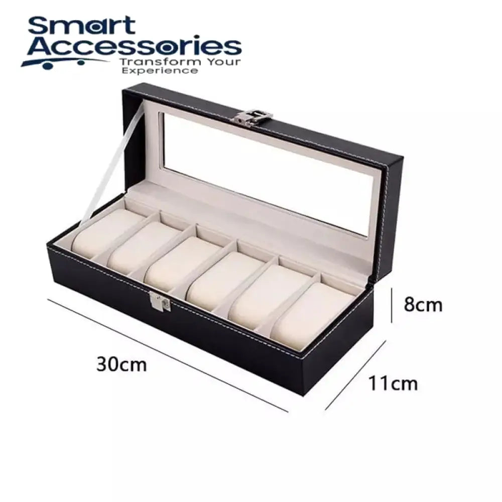6 Slot Watch Storage Box Crocodile Texture (Premium)