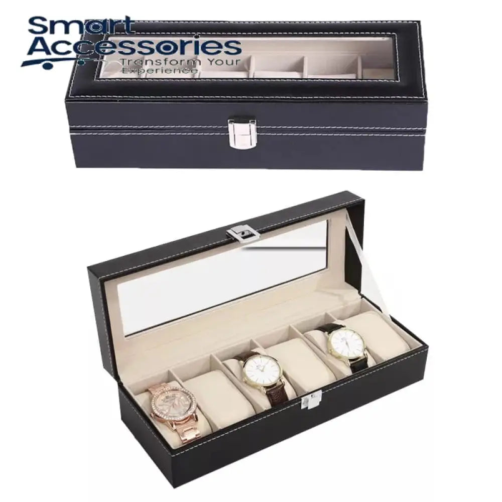 6 Slot Watch Storage Box Crocodile Texture (Premium)