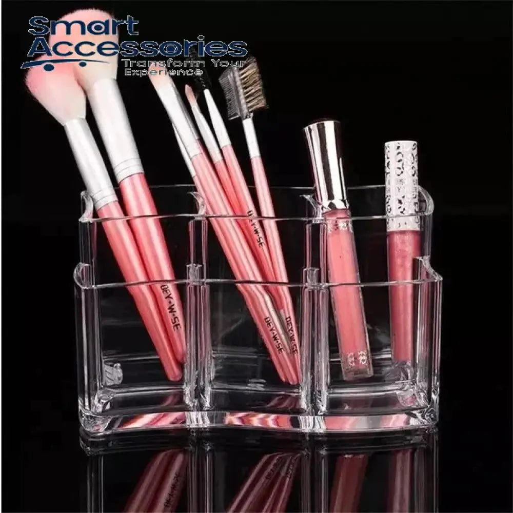 6 Slots Clear Double Row Makeup Brush Organizer