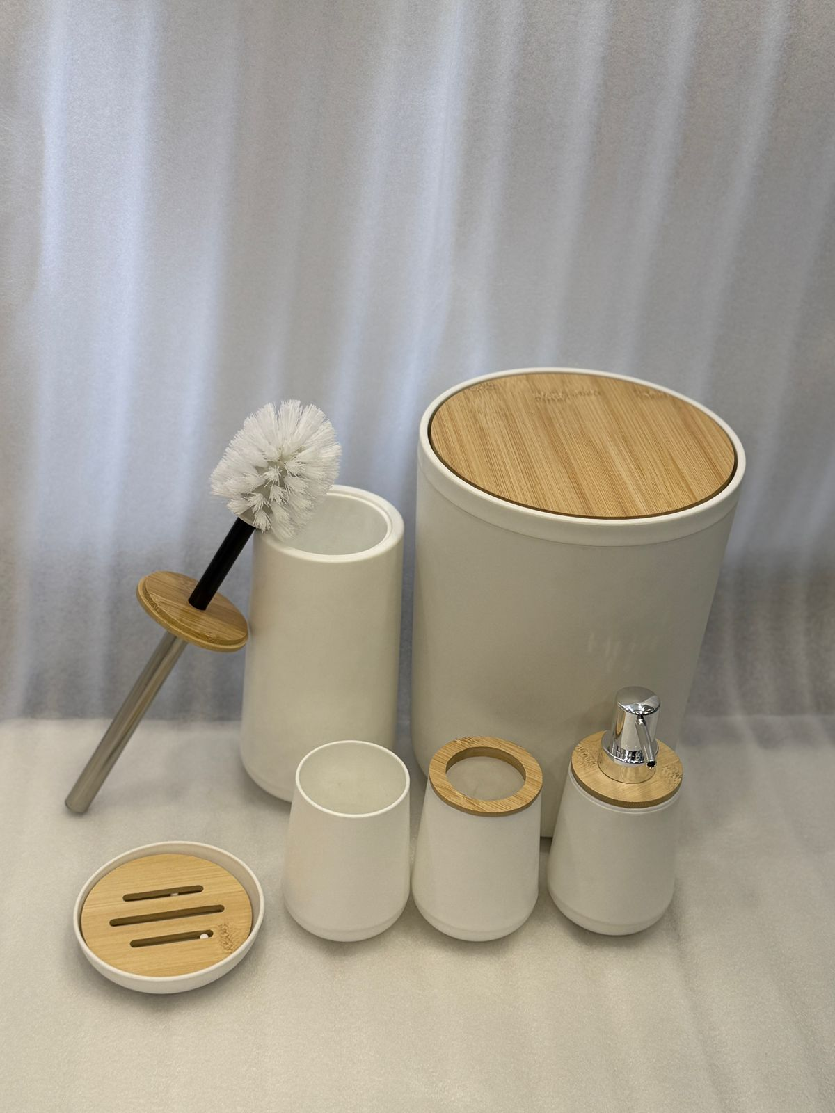 Premium White 6 Pcs Bathroom Accessories Set – Elegant Modern Design