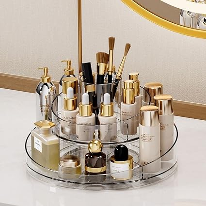 360° Rotating Makeup Cosmetics Organiser Round Turntable Perfume Display Stand