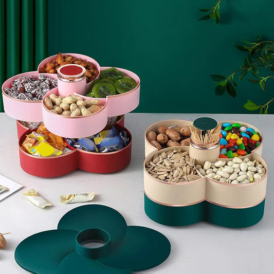 Multi Compartment Plastic Rotating Dry Fruit Tray