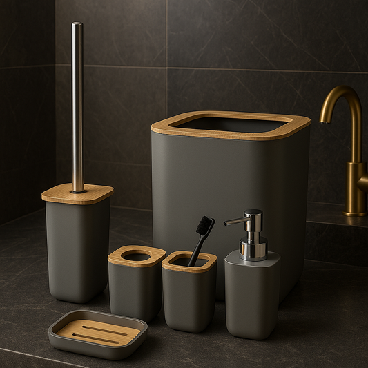 Premium Grey 6 Pcs Bathroom Set – Elegant Accessories