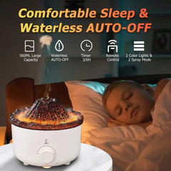 Volcano Aroma Humidifier, Flame Humidifier with Night Light Lamp