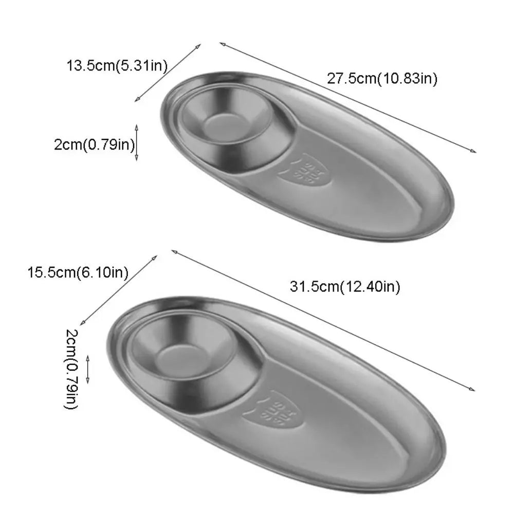 Stainless Oval Dinner & Dipping Plate GOLDEN
